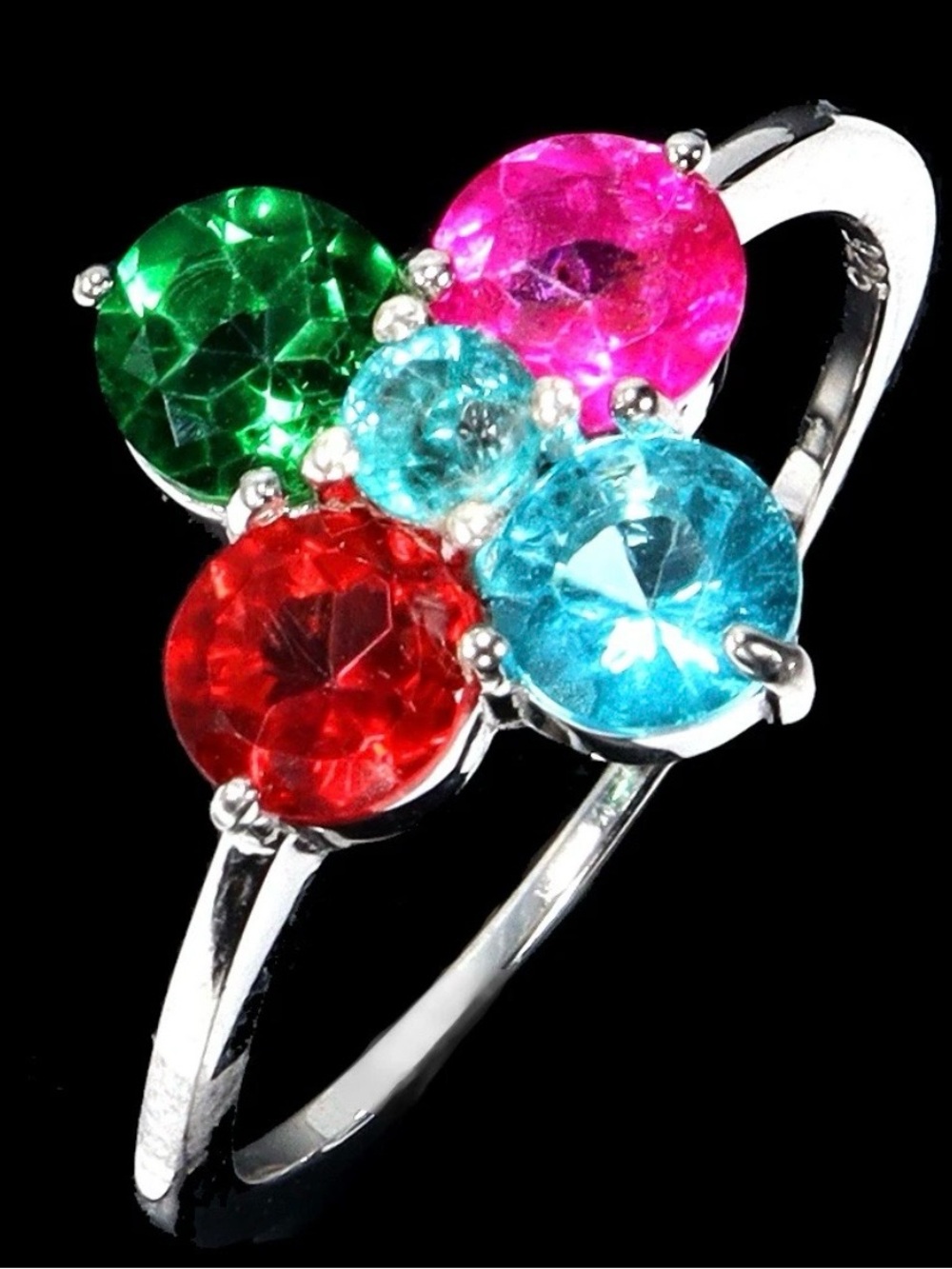 Neon TOPAZ‼️ 14k over Sterling. Ring sz-7 , Earrings, Pendant & Chai - Picture 2 of 12